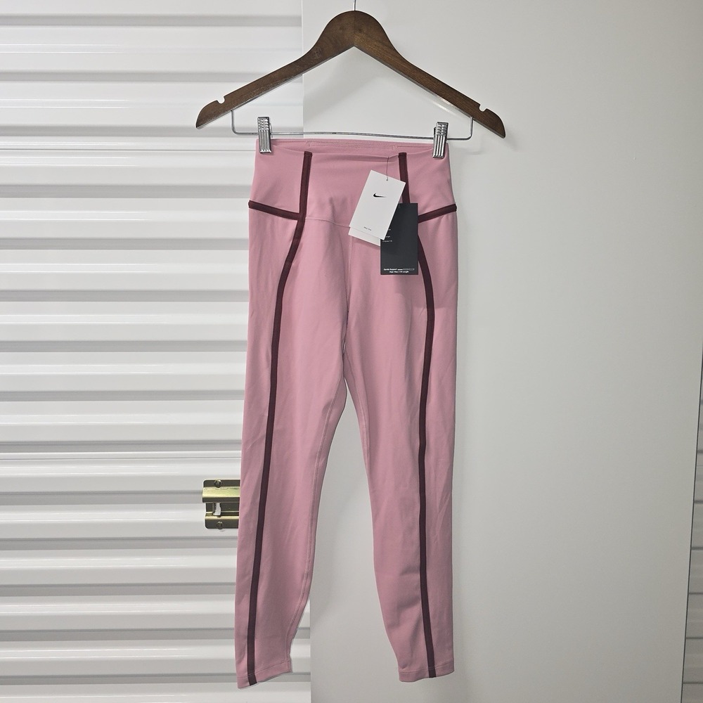 Nike One Dri-FIT Women's S High Rise 7/8 Leggings Burgundy Velvet NWT